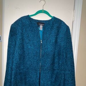 Jones New York Sapphire Blue Teal Women's Jacket with Two Way Zipper